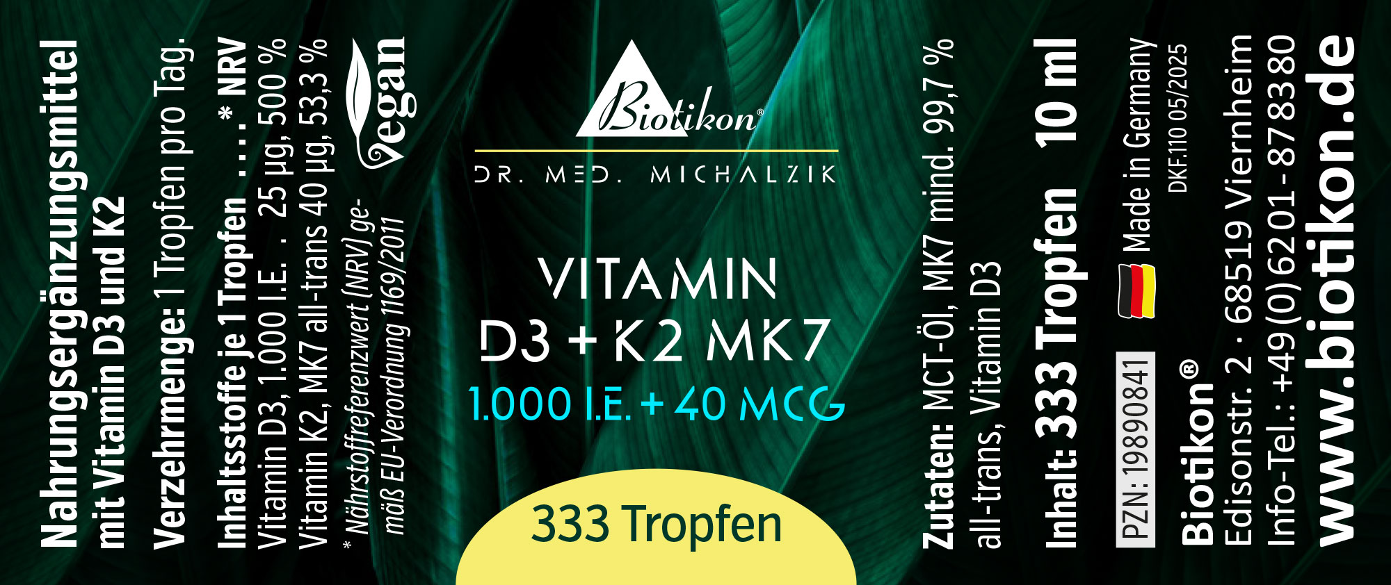 Vitamin D3 + K2 MK7, 1.000 I.E. + 40 MCG (10 ml)