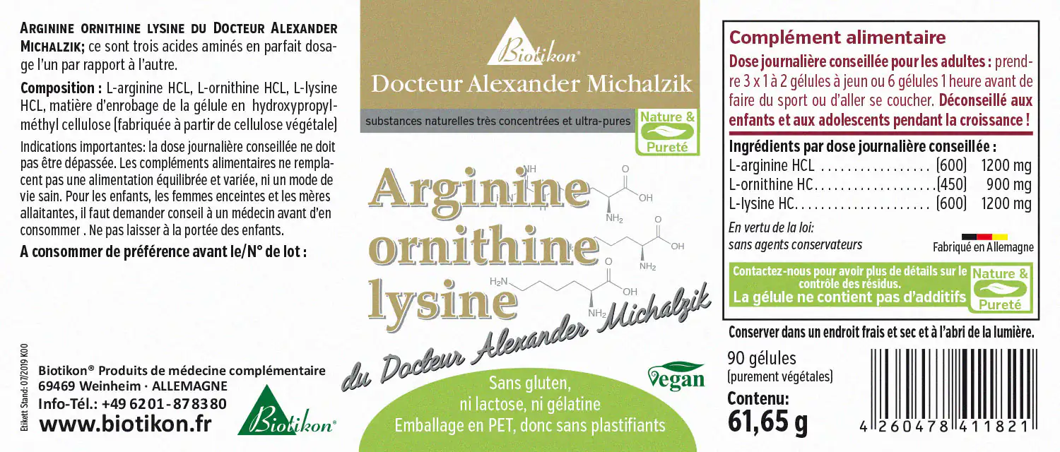 Arginine ornithine lysine du Docteur Alexander Michalzik
