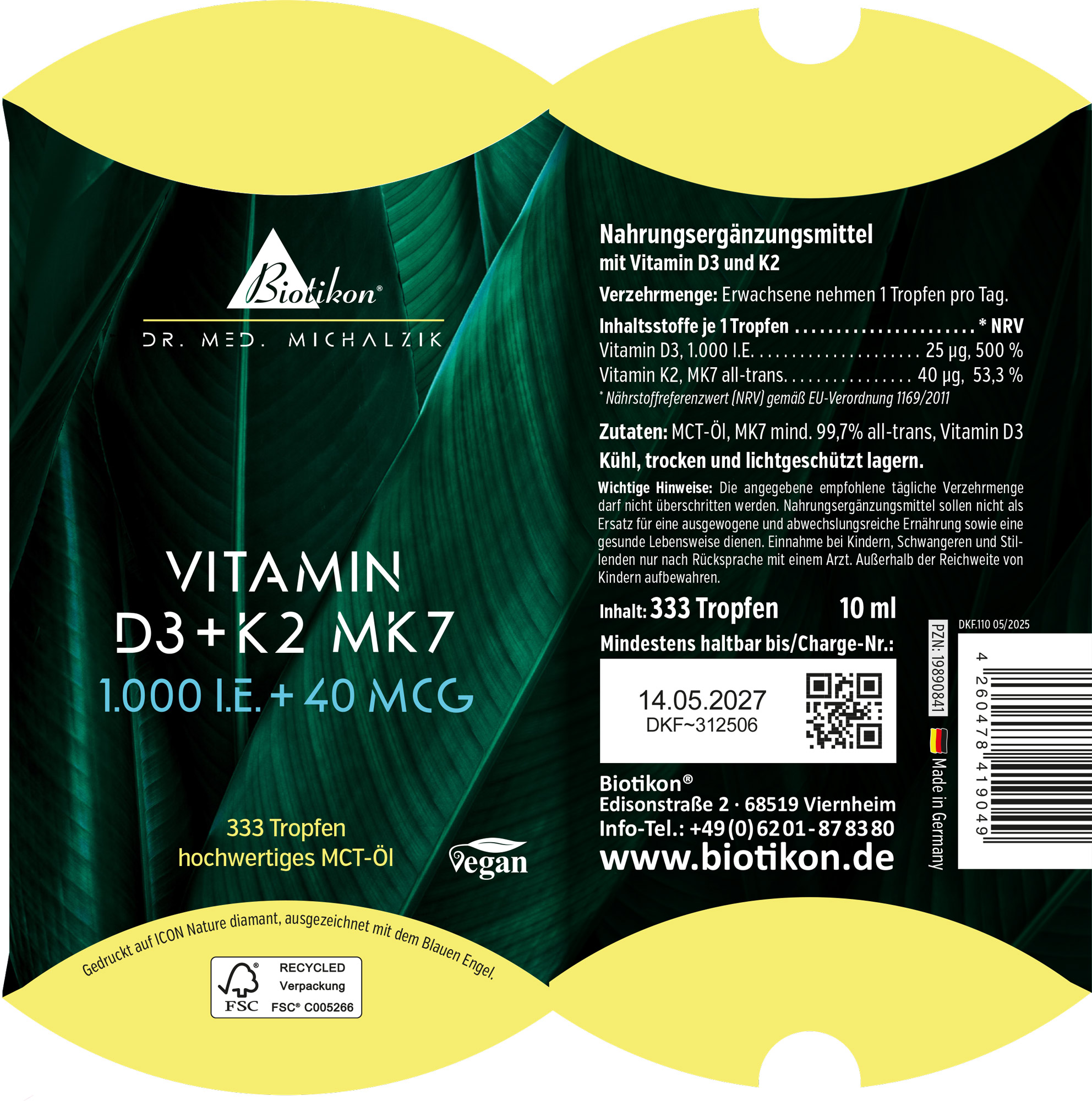 Vitamin D3 + K2 MK7, 1.000 I.E. + 40 MCG (10 ml)