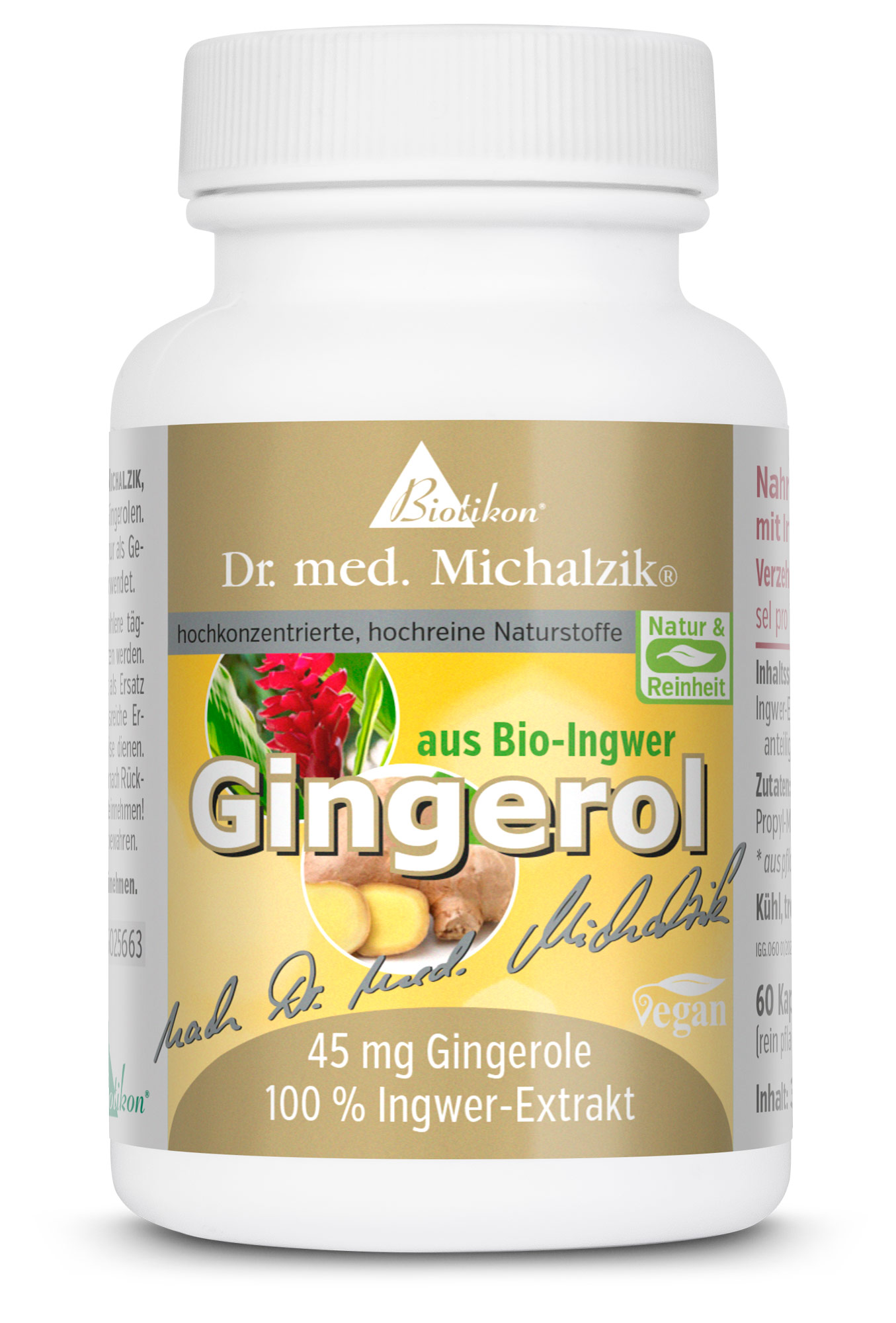 Gingerol aus Bio-Ingwer | 45 mg Gingerole | 60 Kapseln | Dr. med. Michalzik