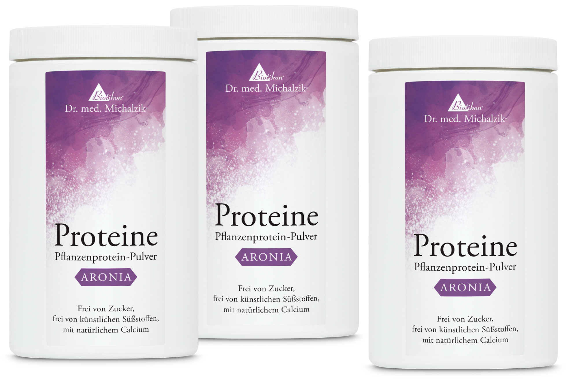 Proteine Aronia 3 Dosen | 60g Natur-Erbsenprotein | 1635g Pulver |  Dr. med. Michalzik