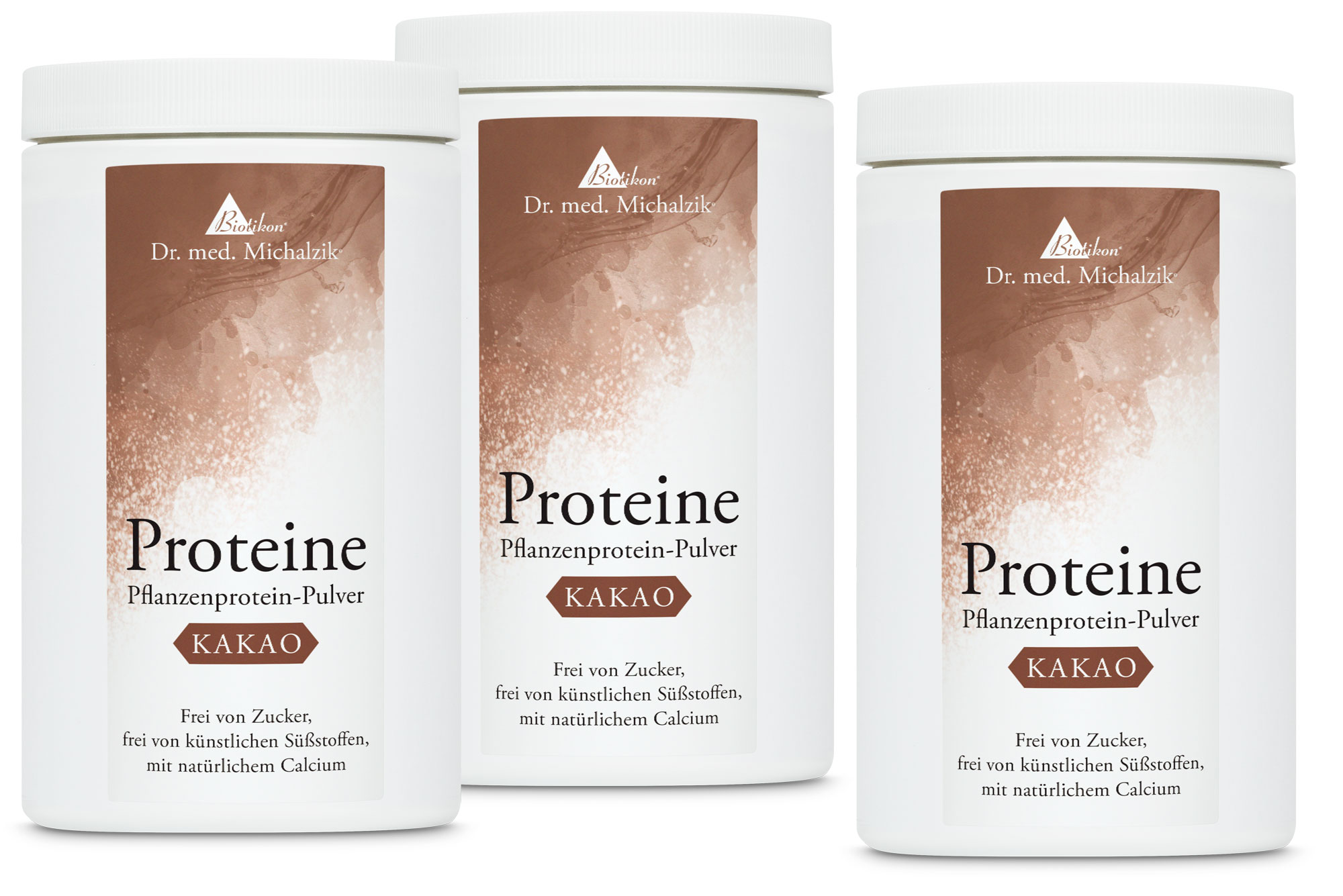 Proteine Kakao 3 Dosen | 60g Natur-Erbsenprotein | 1710g Pulver |  Dr. med. Michalzik