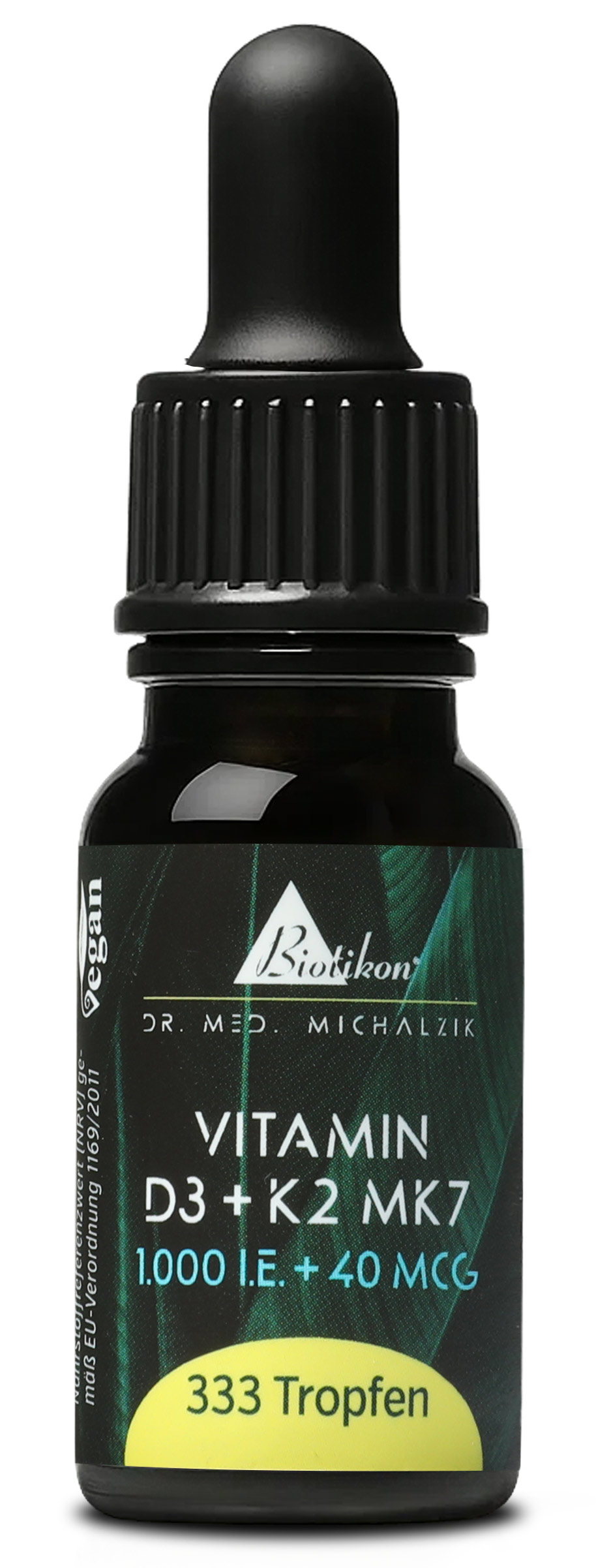 Vitamin D3 + K2 Tropfen vegan | 1000 I.E. + 40 μg MK7 all-trans | 10 ml (333 Tropfen) | Dr. med. Michalzik