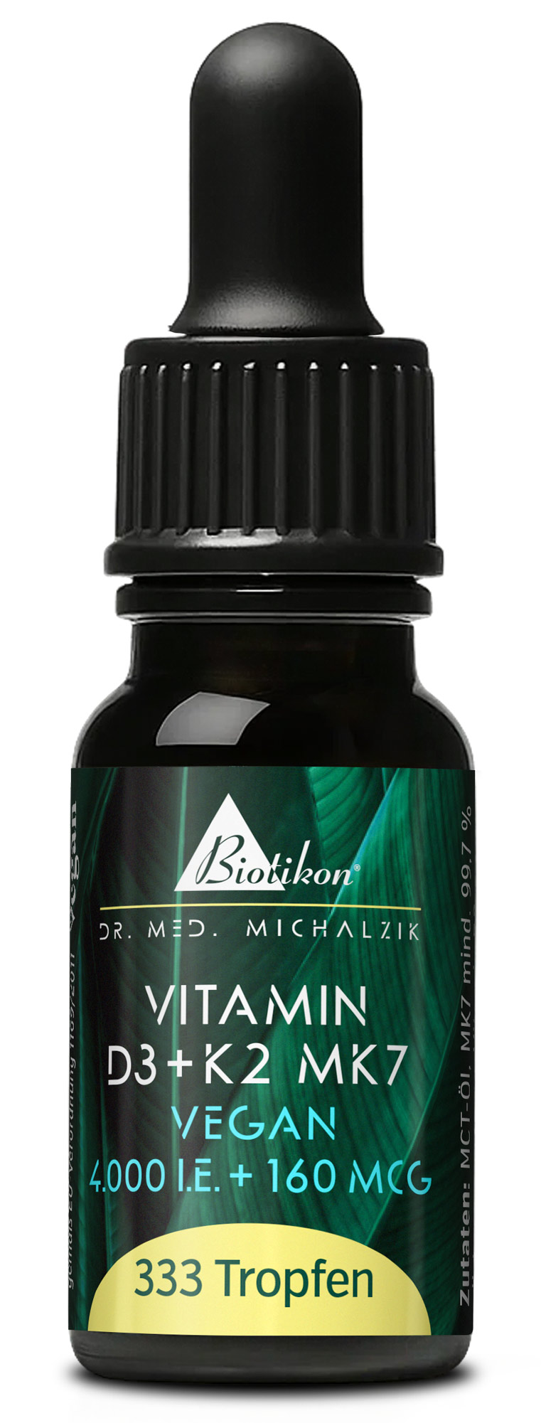 Vitamin D3 + K2 MK7 Tropfen vegan | 4.000 I.E. + 160 μg MK7 all-trans | 10 ml (333 Tropfen) | Dr. med. Michalzik