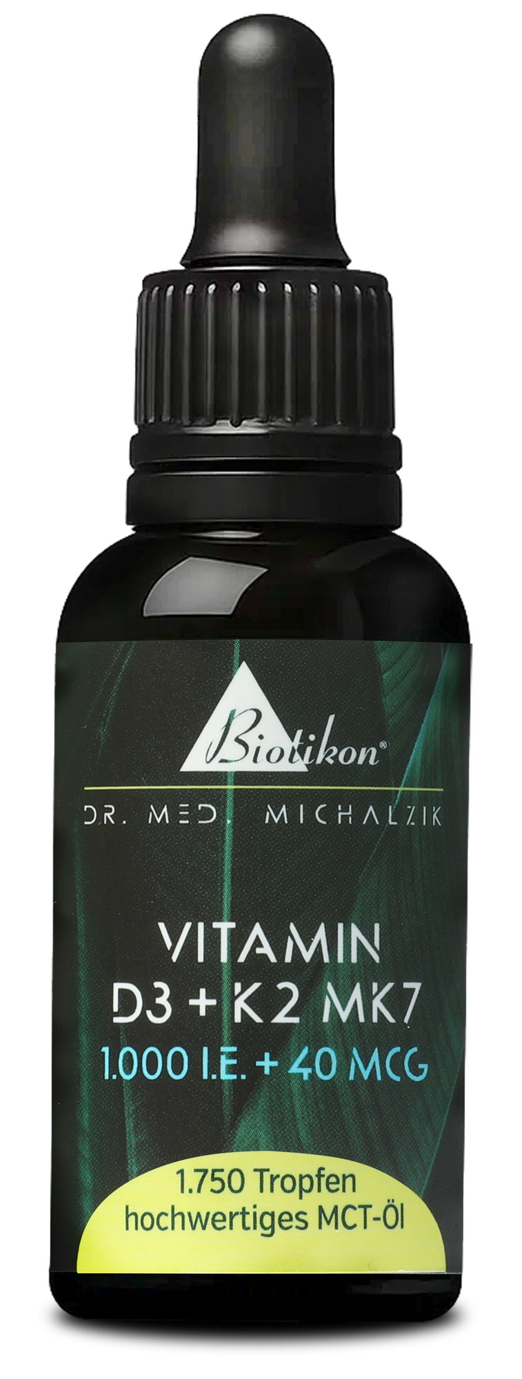 Vitamin D3 + K2 Tropfen vegan | 1000 I.E. + 40 μg MK7 all-trans | 50 ml (1750 Tropfen) | Dr. med. Michalzik