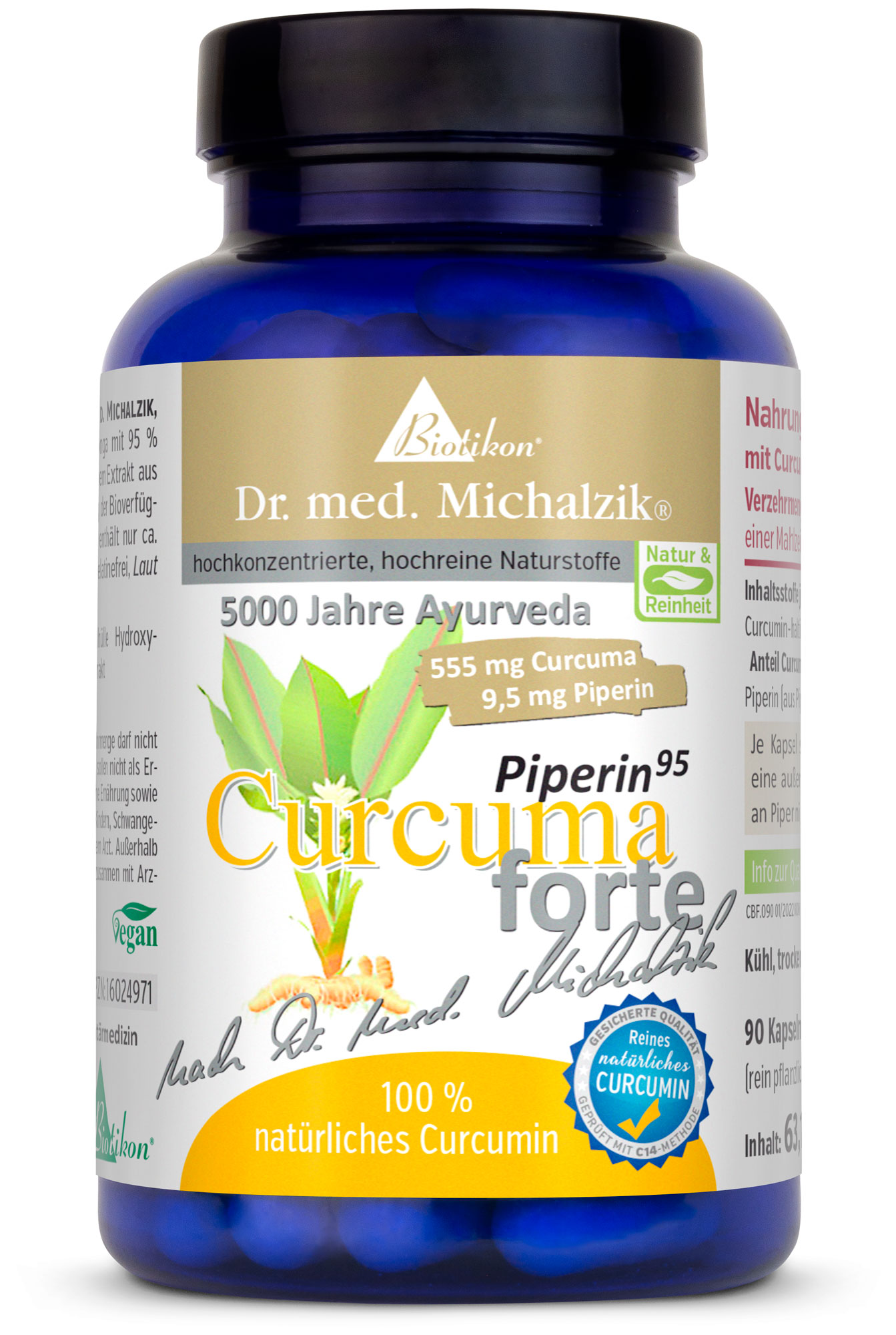 Curcuma-Piperin-forte | 555mg Curcuma longa-Extrakt | 90 Kapseln |  Dr. med. Michalzik